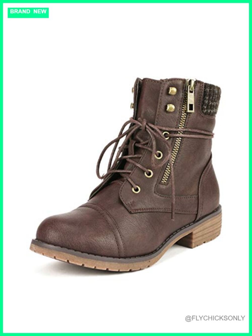 Women's Lace Up Ankle Booties Faux Leather Combat Boots